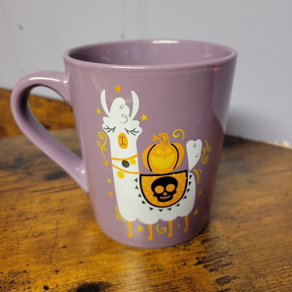 Purple Halloween lama large coffee cup